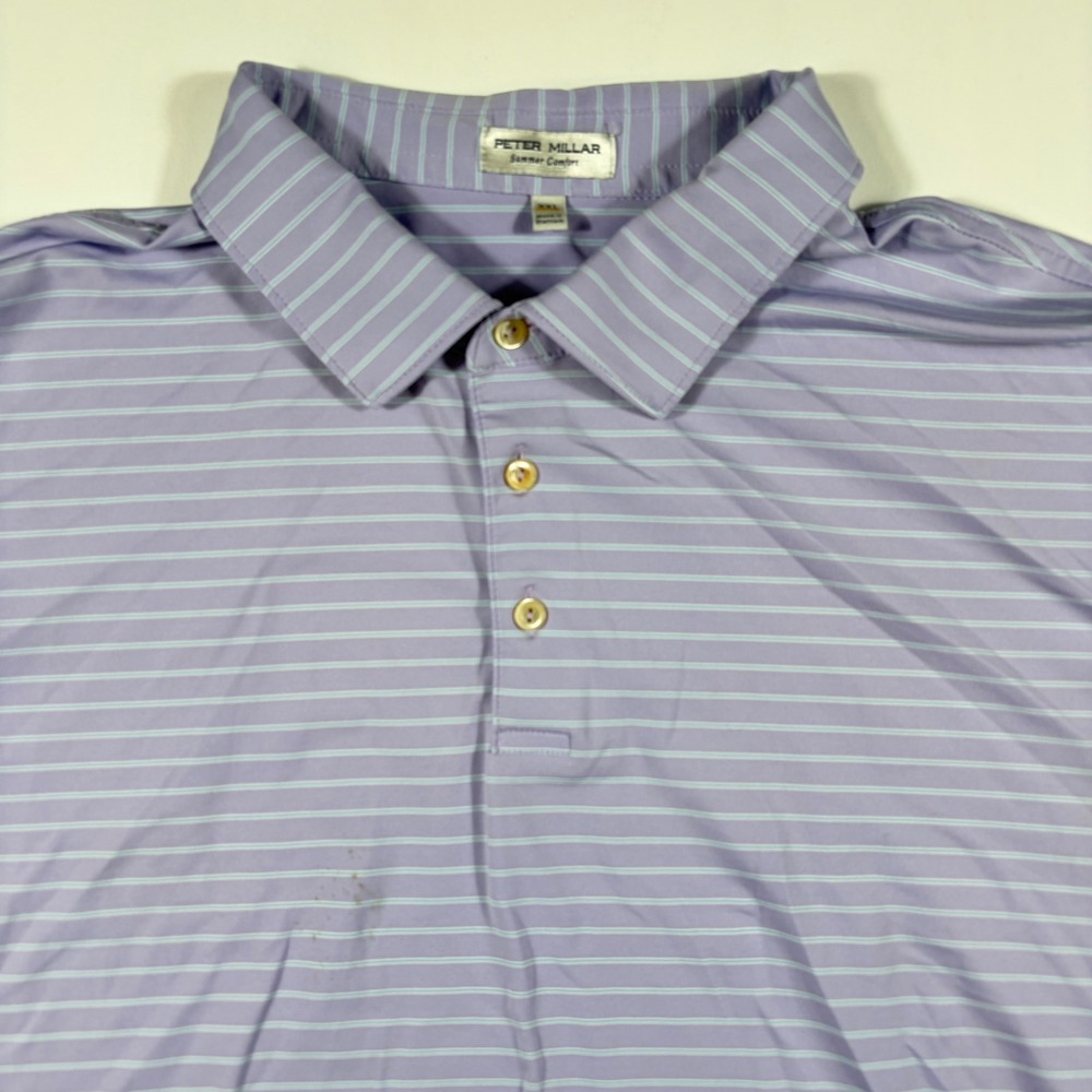 Peter Millar Summer Comfortโ Polo Shirt Mens XXL Performance Striped Purple